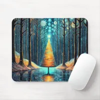 Iridescent Holiday Dream 🎄 Glowing Christmas Tree Mouse Pad