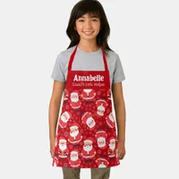 Santa's Little Helper Red And White Girls Red Apron