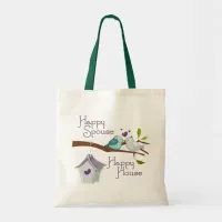 Happy Spouse Happy House Cartoon Love Birds Tote Bag