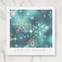 Prettiest Snowflakes Pattern Teal ID846 Favor Tags