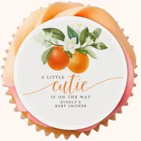 Orange Citrus Little Cutie On The Way Baby Shower Edible Frosting Rounds