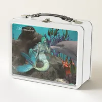 Mermaid and Dolphin Under the Sea Metal Lunch Box