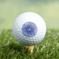 Elegant ice blue mosaic, modern Monogram  Golf Balls