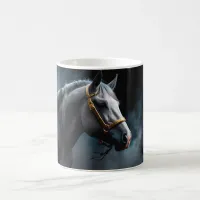 Horse on a black backgroung with blue tints  coffee mug