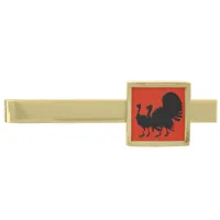 Silhouette of Turkeys Gold Finish Tie Bar