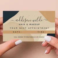 Beige Navy Blue Modern Abstract Shapes Neutral Appointment Card