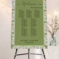 Elegant Floral Embrace 7-Table Seating Chart Foam Board