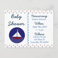 Baby Boy Sailboat Blue Baby Shower Invitation
