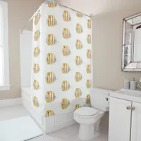 Tropical Butterfly Fish Orange and White Patterned Shower Curtain