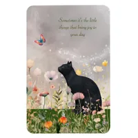 Black Cat in Flowers Magnet