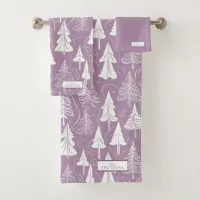 Purple Christmas Pattern#6 ID1009 Bath Towel Set