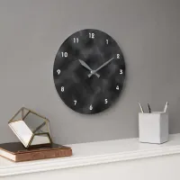 Cloudy Charcoal Black Sky Large Clock