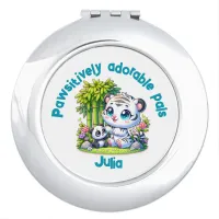 Monogrammed Tiger & Panda Friends | Compact Mirror