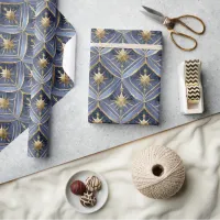 Blue Gold Christmas Pattern#16 ID1009 Wrapping Paper