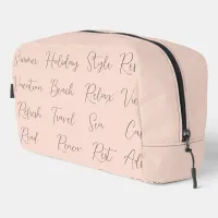 Pale Peach Modern Summer Vacation Holiday Words Dopp Kit