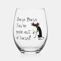 Hocus Pocus Out of Focus Halloween Wine Quote Stemless Wine Glass