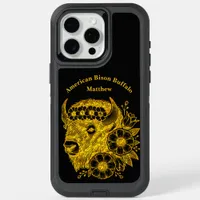 Gold Bison Adorned With Flowers and Foliage iPhone 15 Pro Max Case