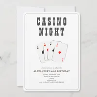 Vegas Casino Blackjack Poker Night Black Party Invitation