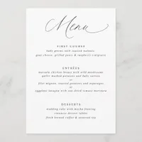 Simple Elegant Soft Calligraphy Wedding Menu