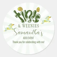 Green Weenies & Tinis Funny Martini Birthday Party Classic Round Sticker