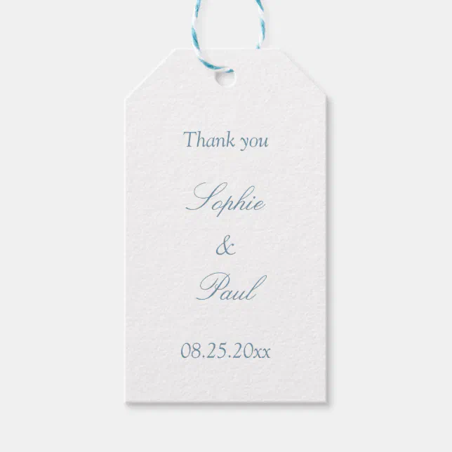 Dusty Blue Script Wedding Favor Gift Tags