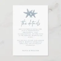Starfish Modern Dusty Blue Beach Wedding Details Enclosure Card