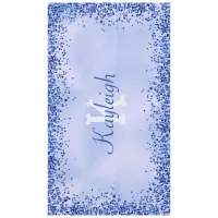 Simple Blue Brushed Metal and Glitter Monogram | Tablecloth