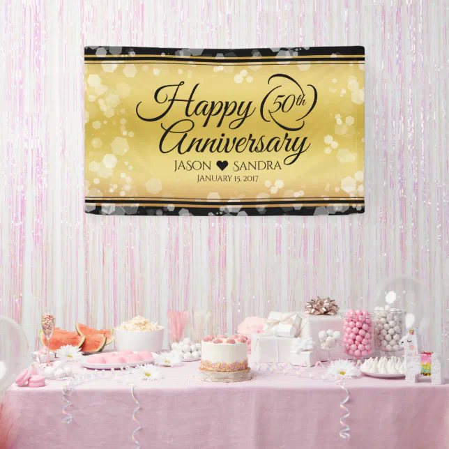 Elegant 50th Golden Wedding Anniversary Banner