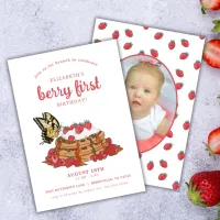 Strawberry Waffles Brunch |  Berry First Birthday  Invitation