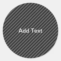 Thin Black and Gray Diagonal Stripes Classic Round Sticker