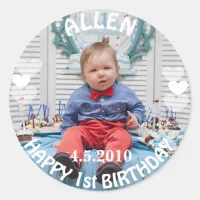 First Birthday Boy Photo Sticker