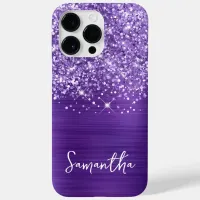 Glittery Amethyst Purple Glam Name Case-Mate iPhone 14 Pro Max Case