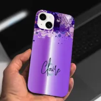 Purple Metallic Artistic Luxury Chic Modern Glam Case-Mate iPhone 14 Case