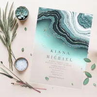 Crystal Agate Wedding Teal Transparent ID825 Acrylic Invitations