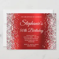 Silver Glitter Red Foil Fancy Monogram