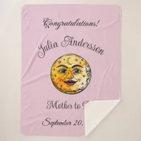 Over the Moon Baby Shower Celebration Sherpa Blanket