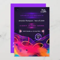 Neon Glow Graduation Party Invitation