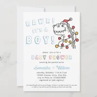 Boy Dinosaur Winter Christmas Coed Baby Shower Invitation