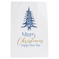 Blue Pagoda Christmas Tree Gift Bag