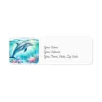 Dolphin Under the Sea Coastal Beach Label