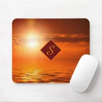 Monogram Sunset Orange Golden Sky Sea of Gold Mouse Pad