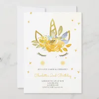 Cute Watercolour Unicorn Yellow Invitation