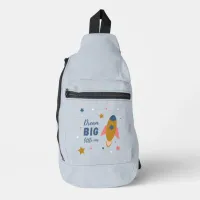 Dream Big Little One Cute Cartoon Space Rocket Sling Bag