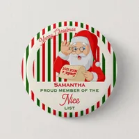 Santa Father Christmas Nice List Proud Member Button