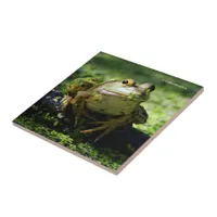 Cute Green Frog Strikes a Pose on the Hose Tile