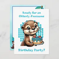 Cute Otter Themed Boy's Birthday Party Invitation