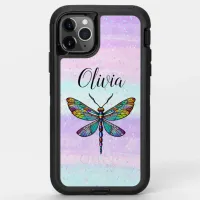 Colorful Stained Glass Dragonfly Wing Personalized OtterBox Defender iPhone 11 Pro Max Case