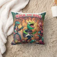 Colorful Animal Band Performing Rock Music Throw Pillow