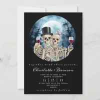 Hallowen Gothic Skulls Tarot The Lovers Wedding Invitation