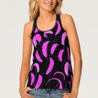 Hot Pink Kite Surfing Pattern on Black Tank Top